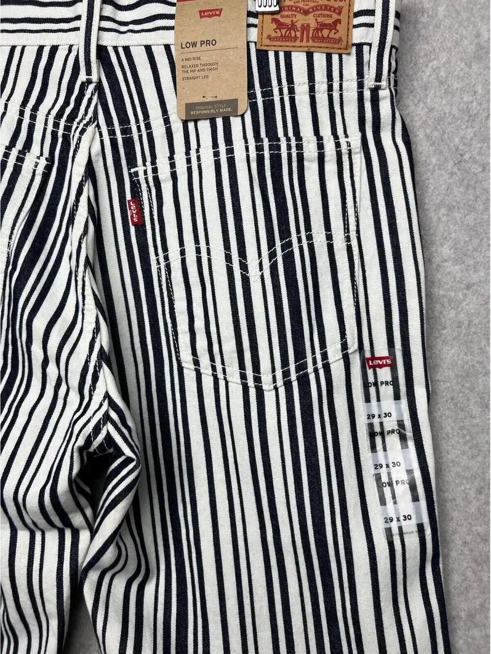Levi's Womens Low Pro Straight Leg Mid Rise Stripe Jeans 29x30 Classic *